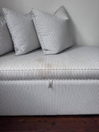 Custom Upholstered Storage Ottoman Bench - Blue & White Stripe - Image 7