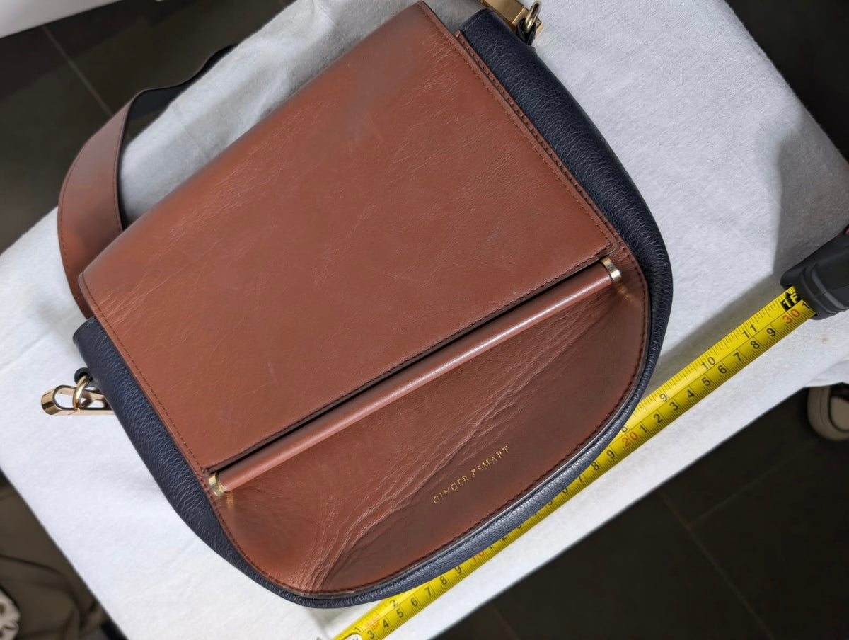 Ginger & Smart Leather Handbag Two-Tone Brown and Black - Image 6