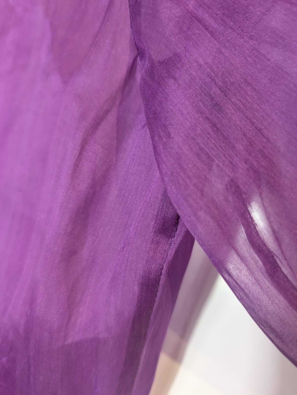 Sarissa 100% Silk Sheer Purple Organza Duster Kimono Cardigan - Image 6