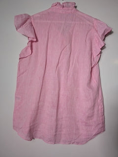 Alessandra Linen Ruffle Detail Blouse Pink Size S - Image 6