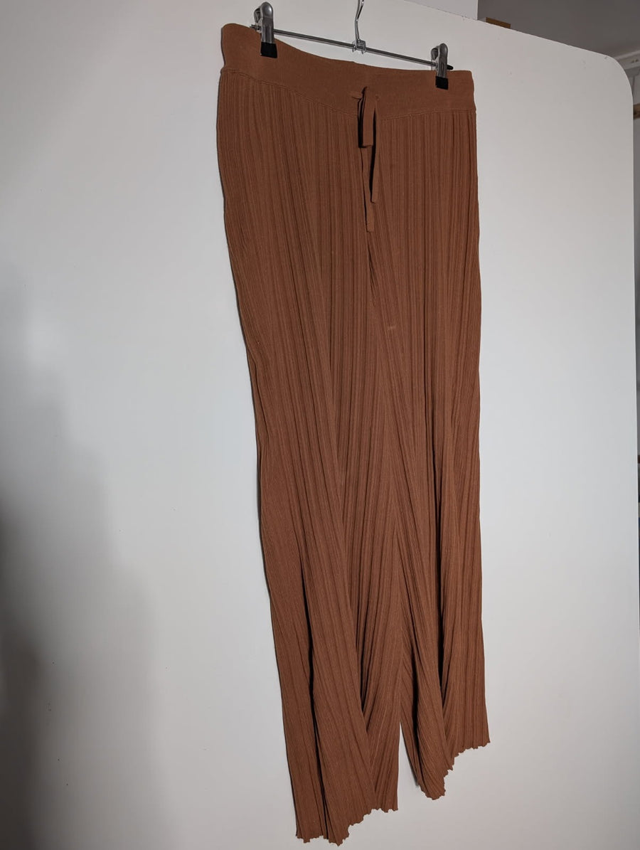 Elka Collective Ribbed Knit Trousers Brown Women's AU 10 - Image 6