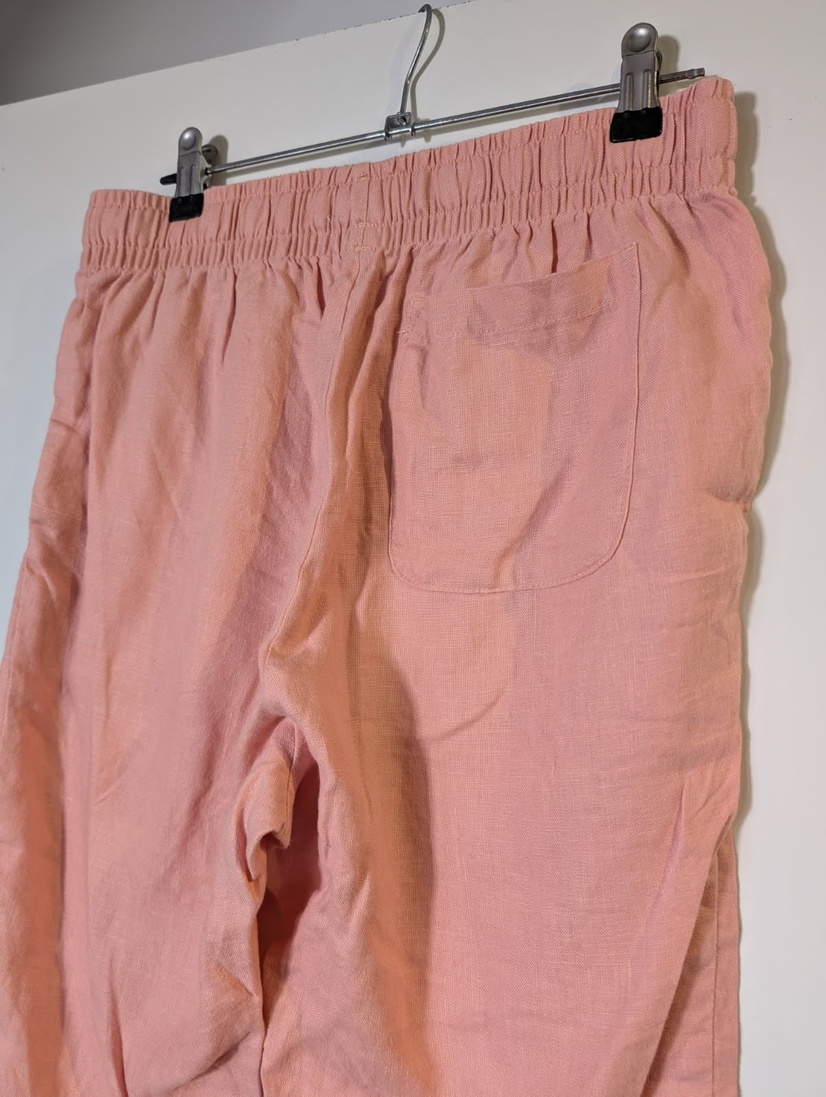Venroy Linen Drawstring Trousers Pink Women's XS - Image 4