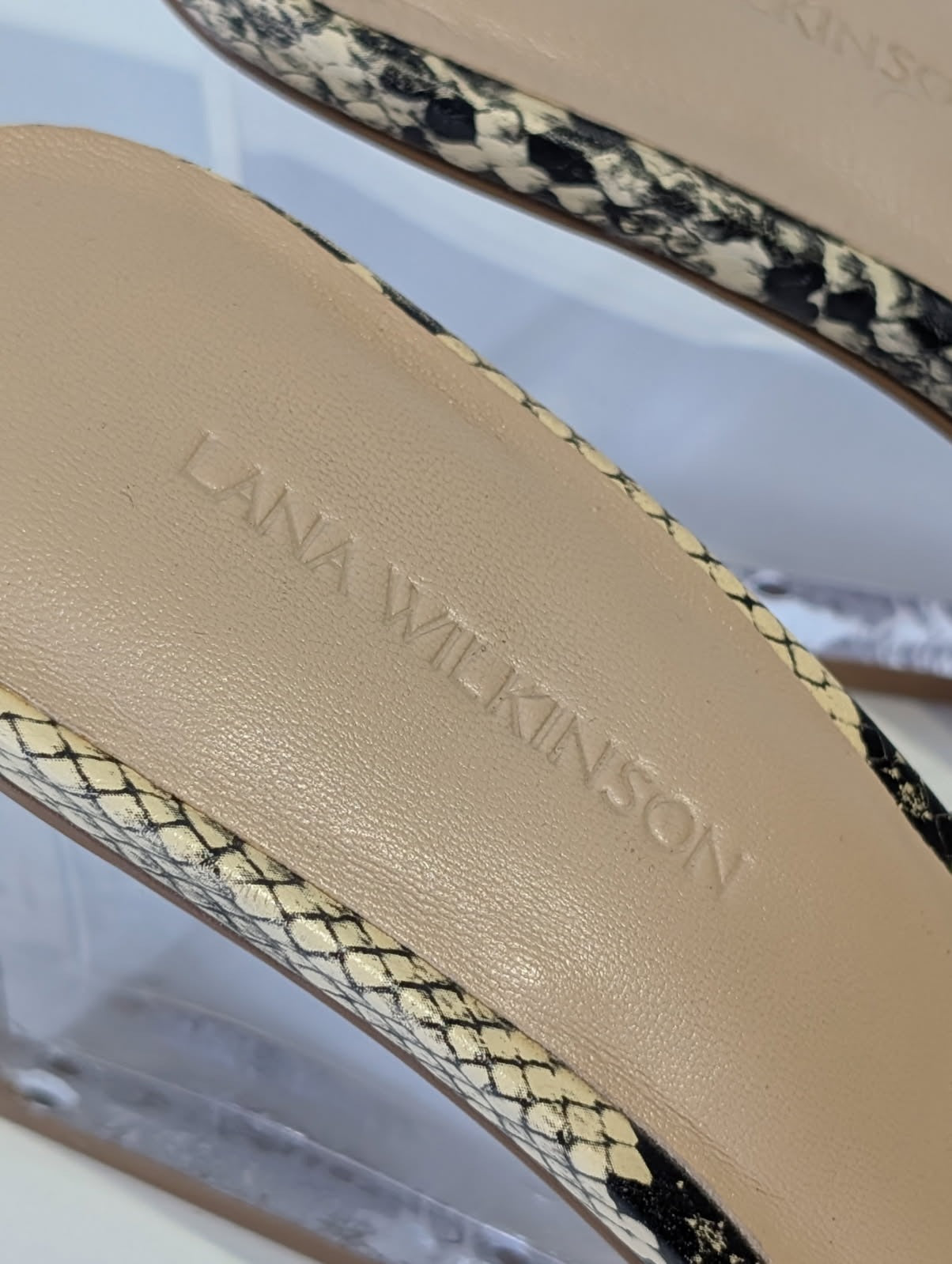 Lana Wilkinson Snakeskin Print Clear Strap Mules - Image 6
