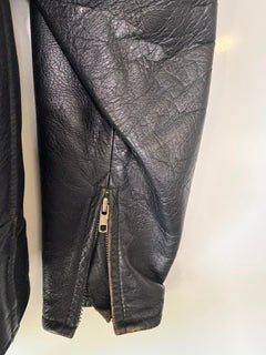 Stagg Melbourne Vintage Leather Biker Jacket Black Men's Size 5 - Image 6