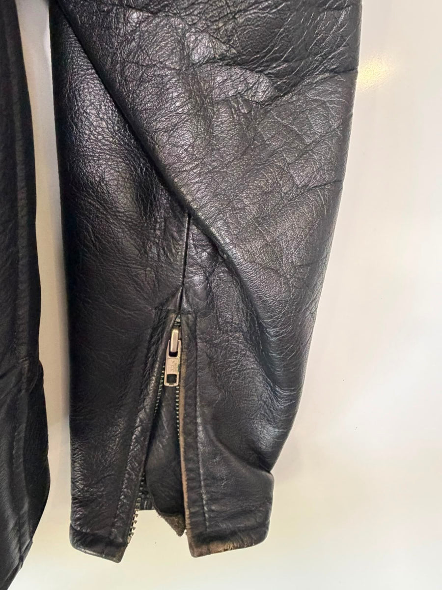 Stagg Melbourne Vintage Leather Biker Jacket Black Men's Size 5 - Image 6