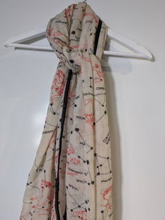 Vintage Celestial Constellation Map Print Scarf Cream & Red - Image 3