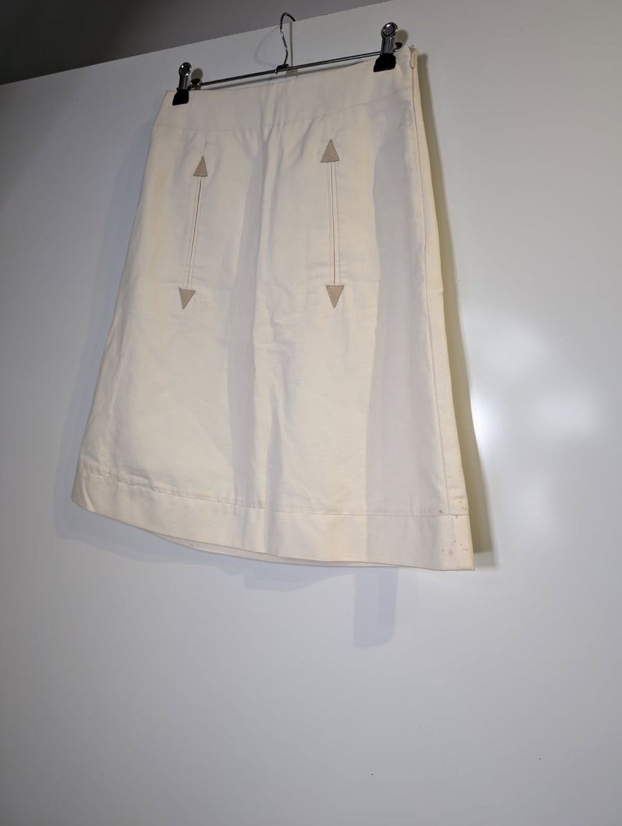 See By Chloé A-Line Skirt Off-White Cotton-Wool Blend EU 38 - Image 2