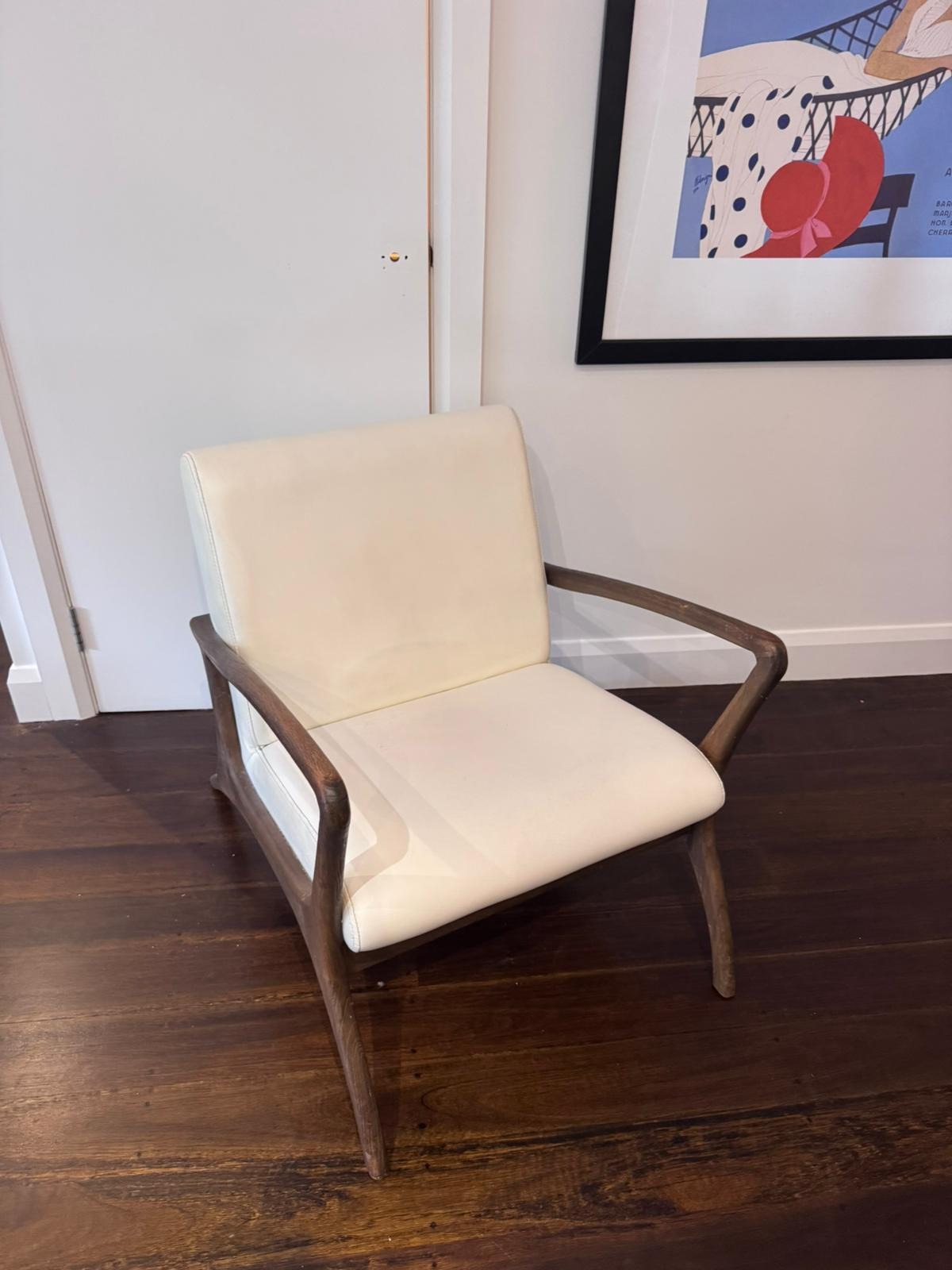 Coco Republic Mid-Century Modern Style Accent Chair - Cream Vegan Leather - Image 7