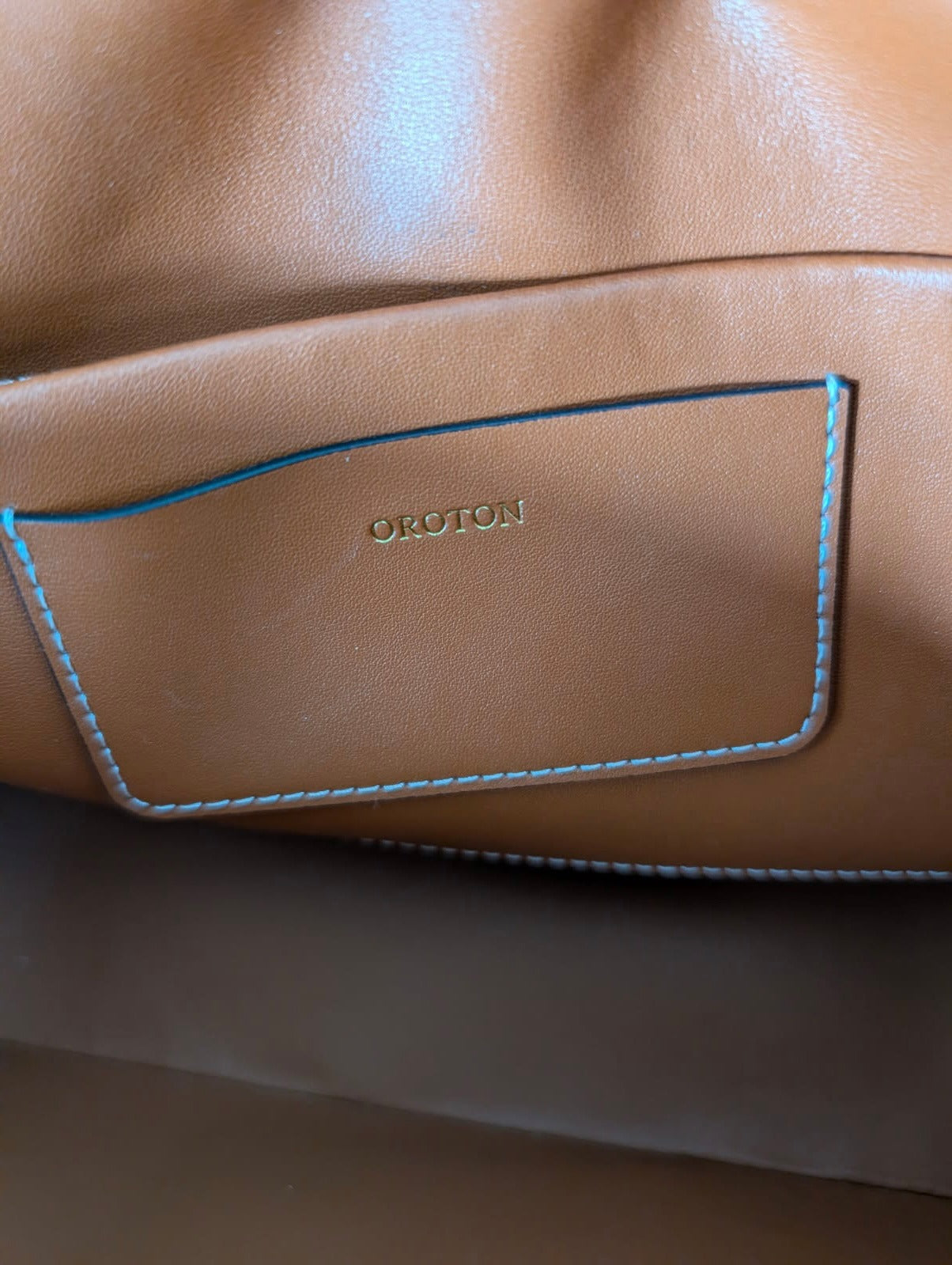 Oroton Leather Shoulder Bag - Tan with Gold Tone Hardware - Image 6