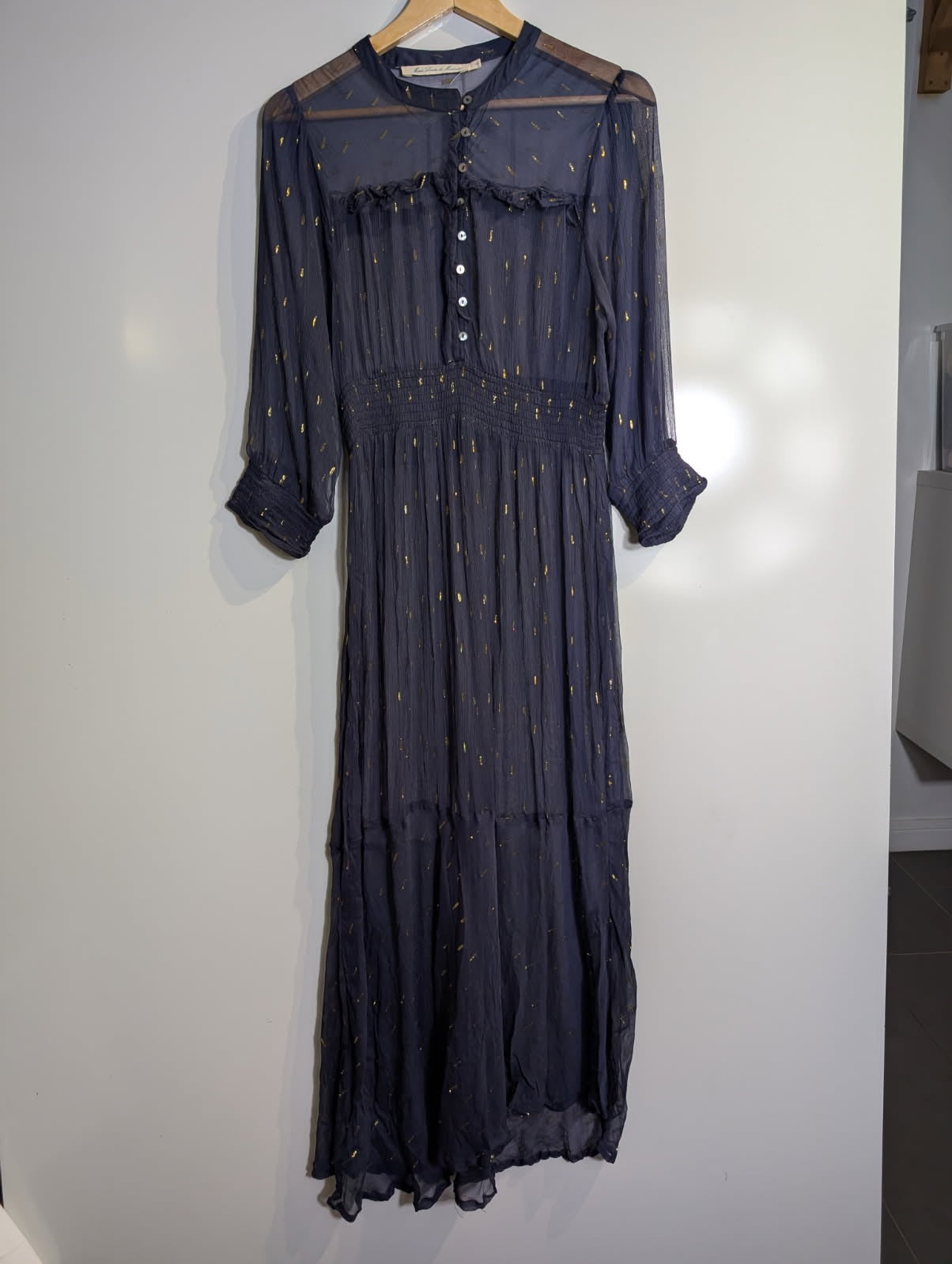 Marie Louise de Monterey Maxi Dress Metallic Gold Stripe Size 10 - Image 6
