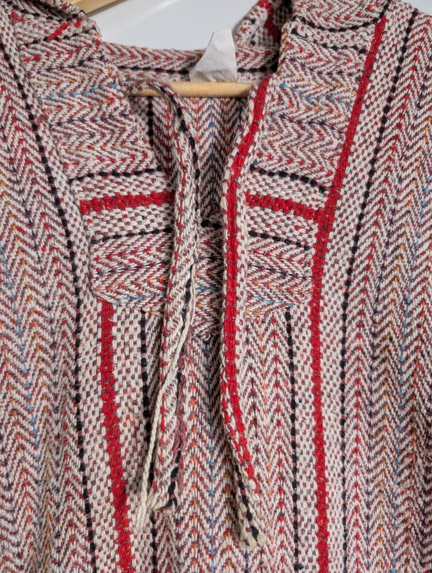 Confecciones Angy Mexican Baja Hoodie Red Striped Pullover XL - Image 6