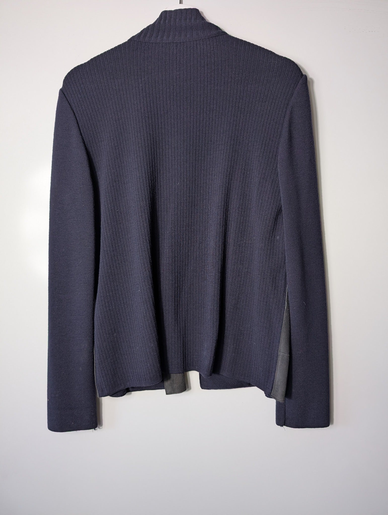 Basler Weekend Wool and Suede Zip-Up Jacket Navy EU 38 UK 12 - Image 6