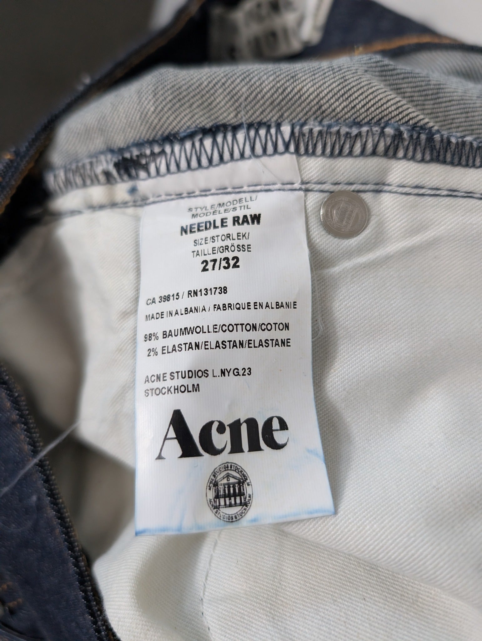Acne Studios Needle Raw Denim Jeans Dark Indigo 27/32 - Image 6