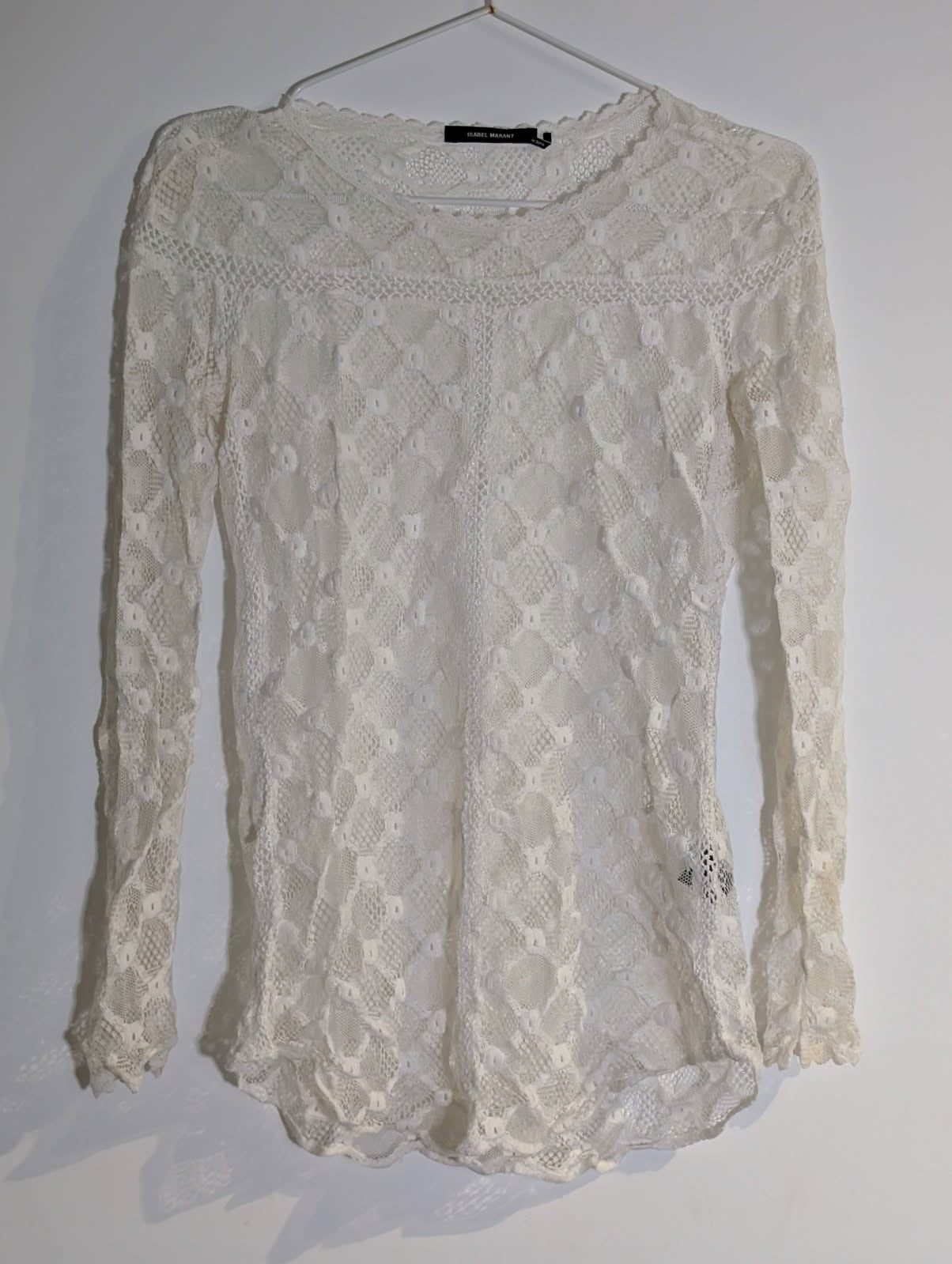 Isabel Marant Cream Lace Long Sleeve Blouse - Image 6