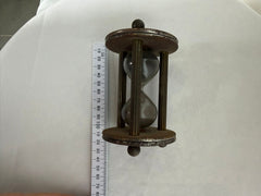 Vintage Industrial Style Brass and Wood Hourglass Sand Timer - Image 6