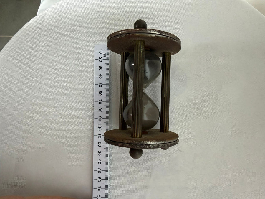 Vintage Industrial Style Brass and Wood Hourglass Sand Timer - Image 6