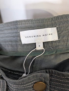 Veronika Maine Contrast Stitch Trousers Olive Green Size 8 - Image 6