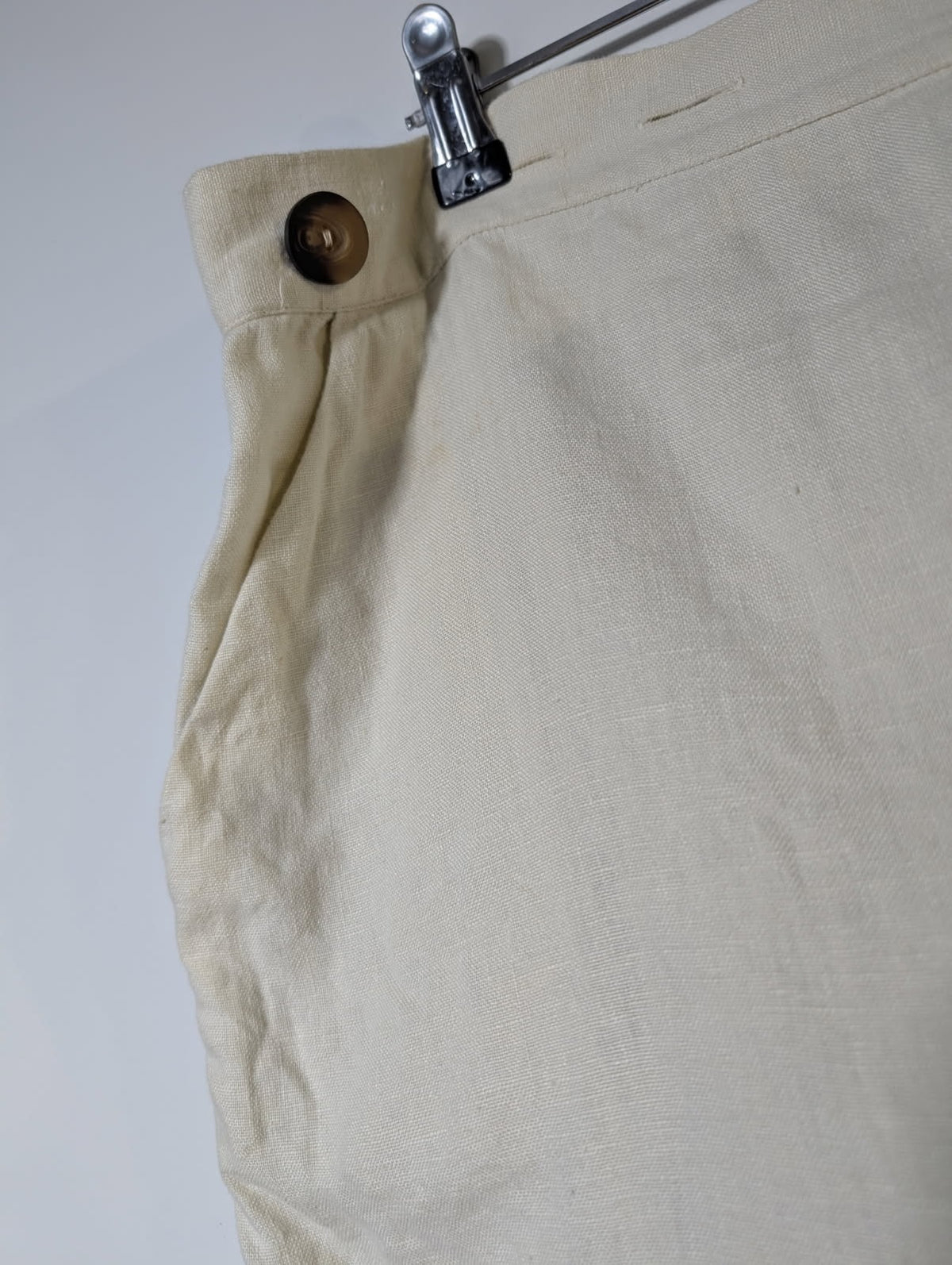 Posse High-Waisted Linen Shorts Cream Size M - Image 6