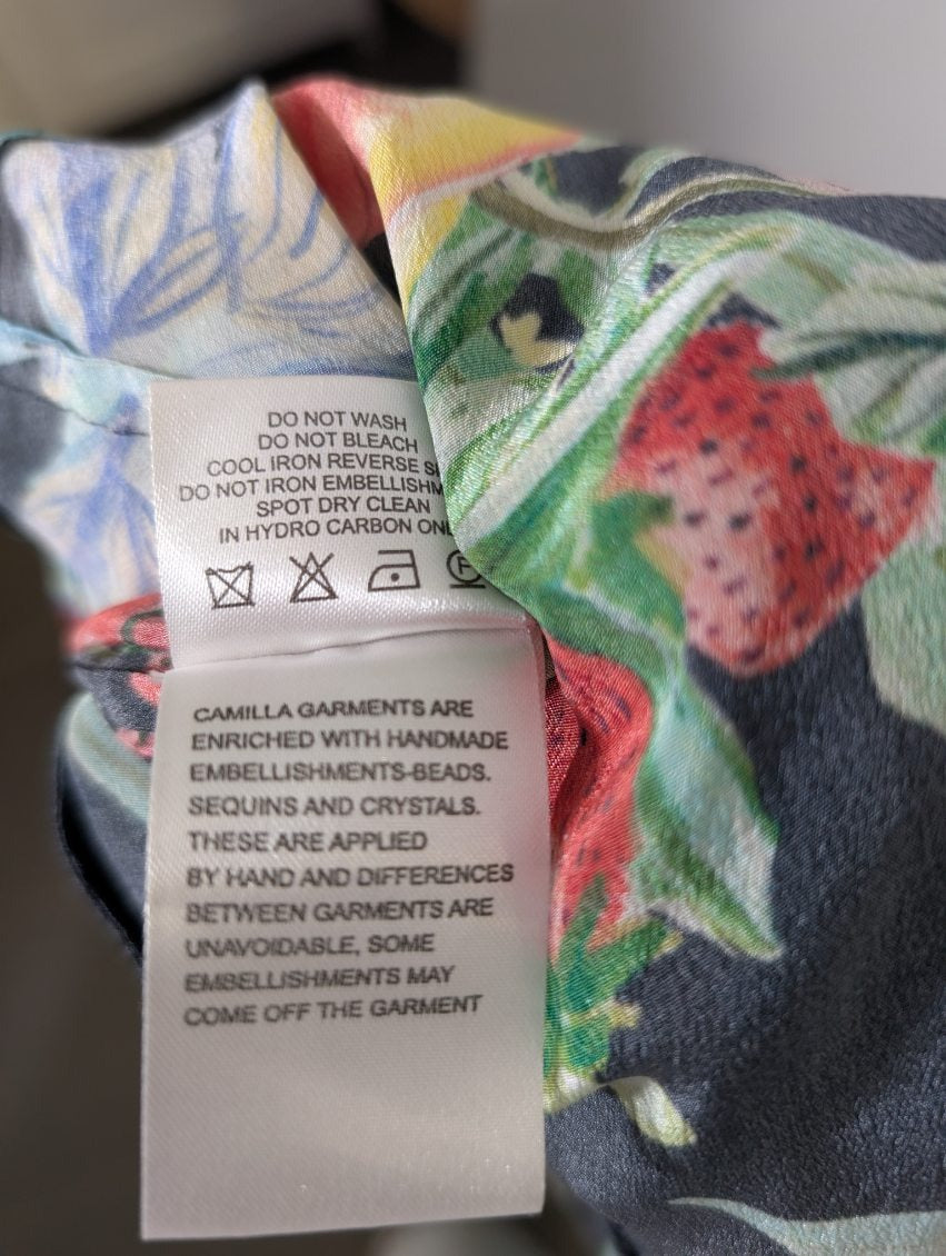 Camilla Parrot and Fruit Print Silk Maxi Dress with Crystal Embellishments - Image 4
