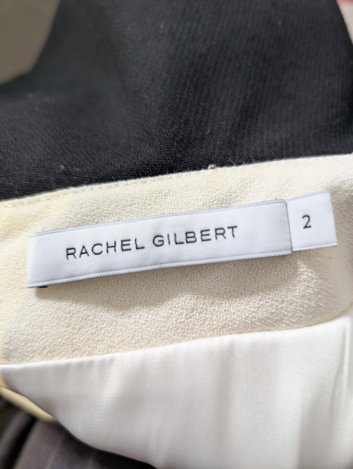 Rachel Gilbert Ruffle Sheath Dress - Cream & Black Size 2 - Image 6