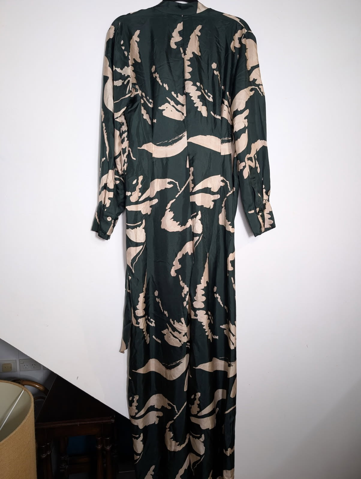 Ginger & Smart Silk Dress - Green & Beige Abstract Print Size 8 - Image 2