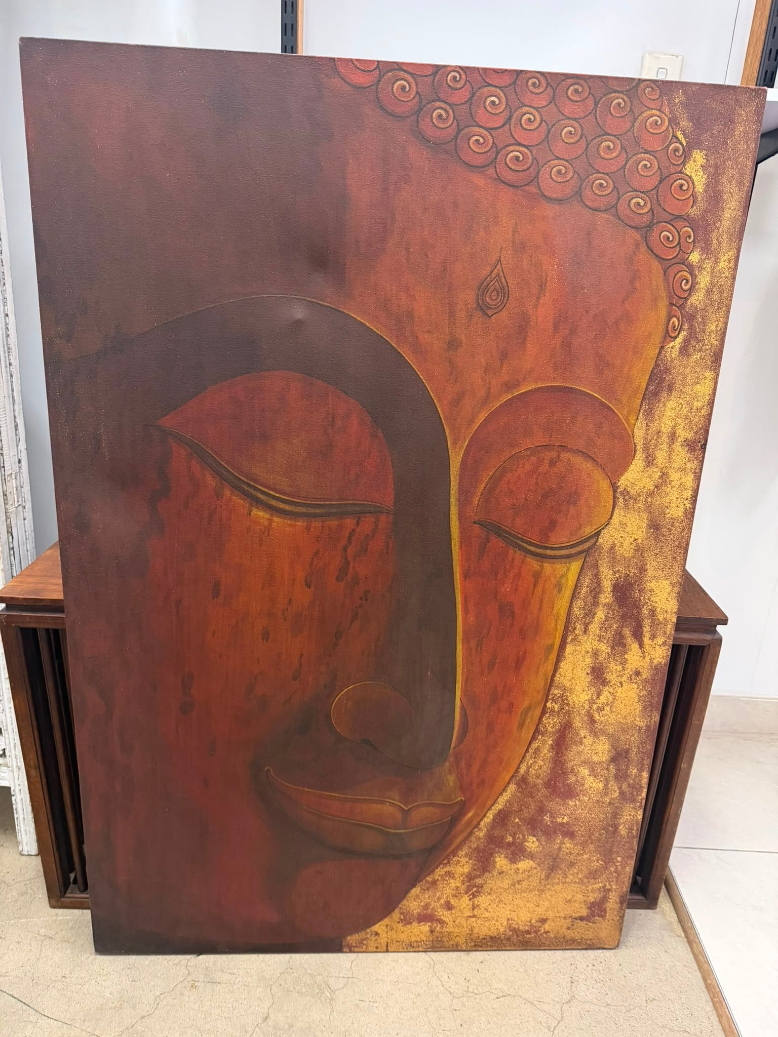 Buddha Face Metal Wall Art Panel Bronze Gold 87 x 132 cm - Image 6
