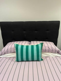 Heatherly Design Fenwick Queen Bed Head and Base Black Linen - Image 6