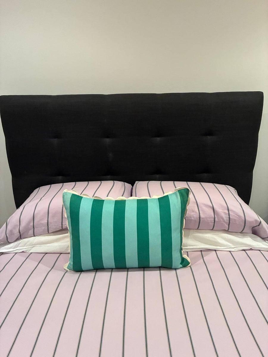 Heatherly Design Fenwick Queen Bed Head and Base Black Linen - Image 6