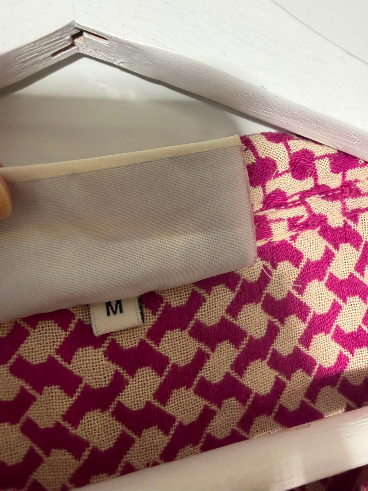 Cecilie Copenhagen Keffiyeh Print Blouse Pink & Cream Size M - Image 6