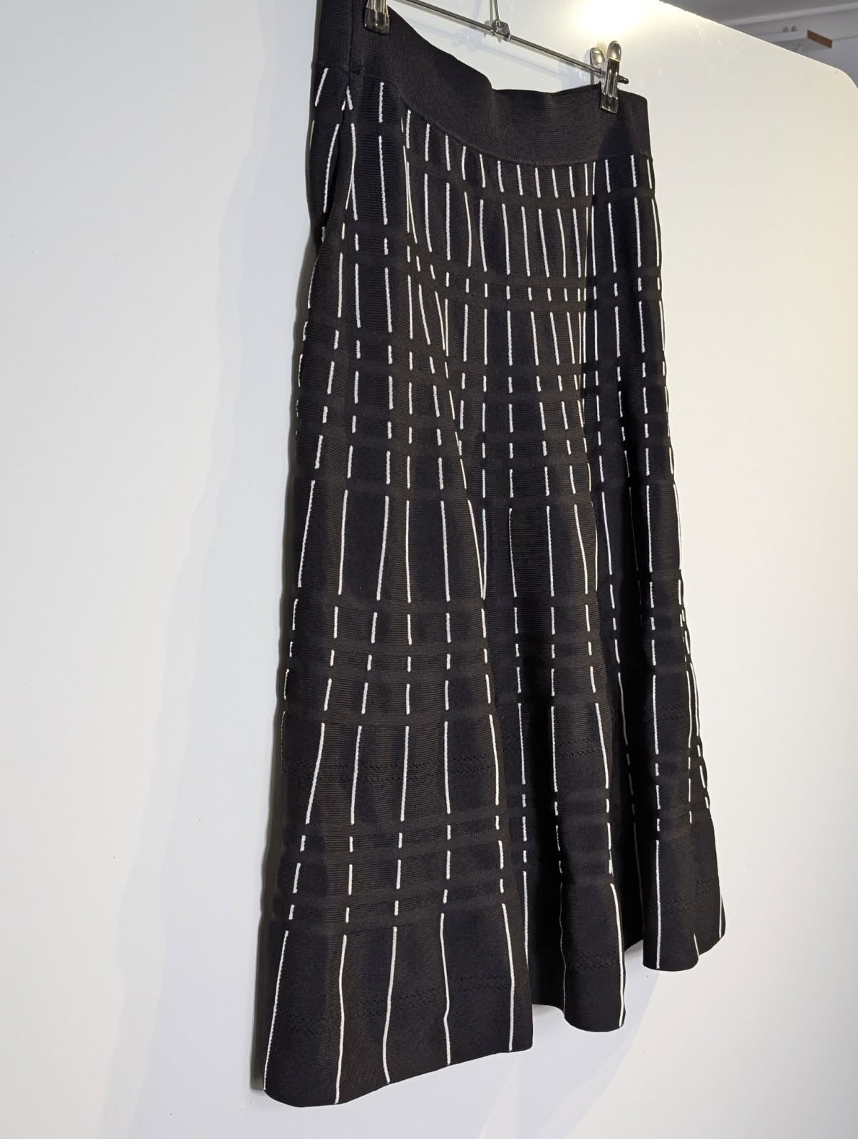 SABA Women's Vertical Stripe Knit Skirt Black and White Size M - Image 6