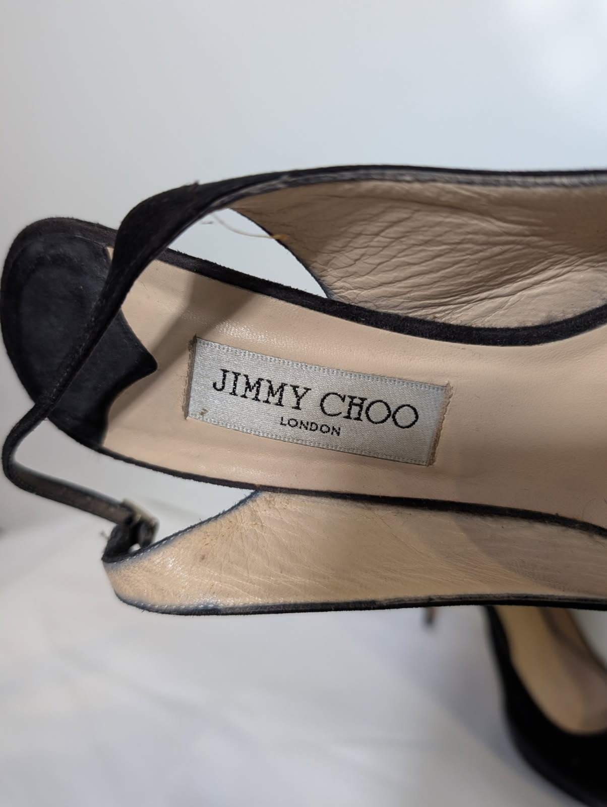 Jimmy Choo Black Suede Peep Toe Slingback Platform Heels - EU 41 - Image 6