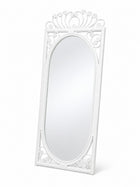 Vintage Wicker Rattan Oval Wall Mirror White Scrollwork Detail - Image 6