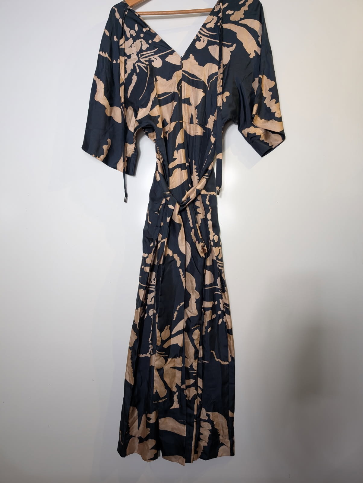 Ginger & Smart Silk Wrap Maxi Dress - Black & Tan Floral - Image 6