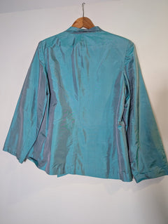Sarissa Iridescent Teal Shantung Silk Blazer - Women's Size XL - Image 6