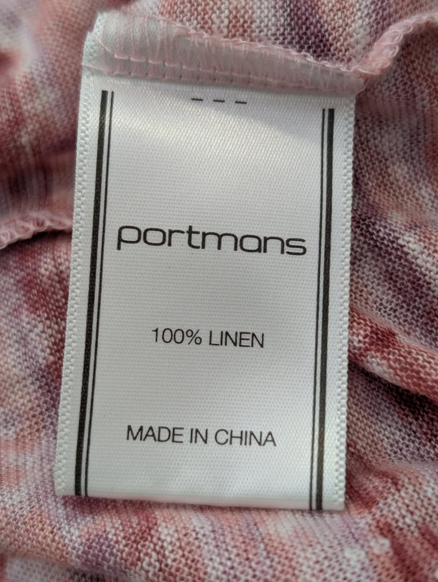 Portmans Women's Linen Striped Tie-Dye Crewneck T-Shirt - Size M - Image 6