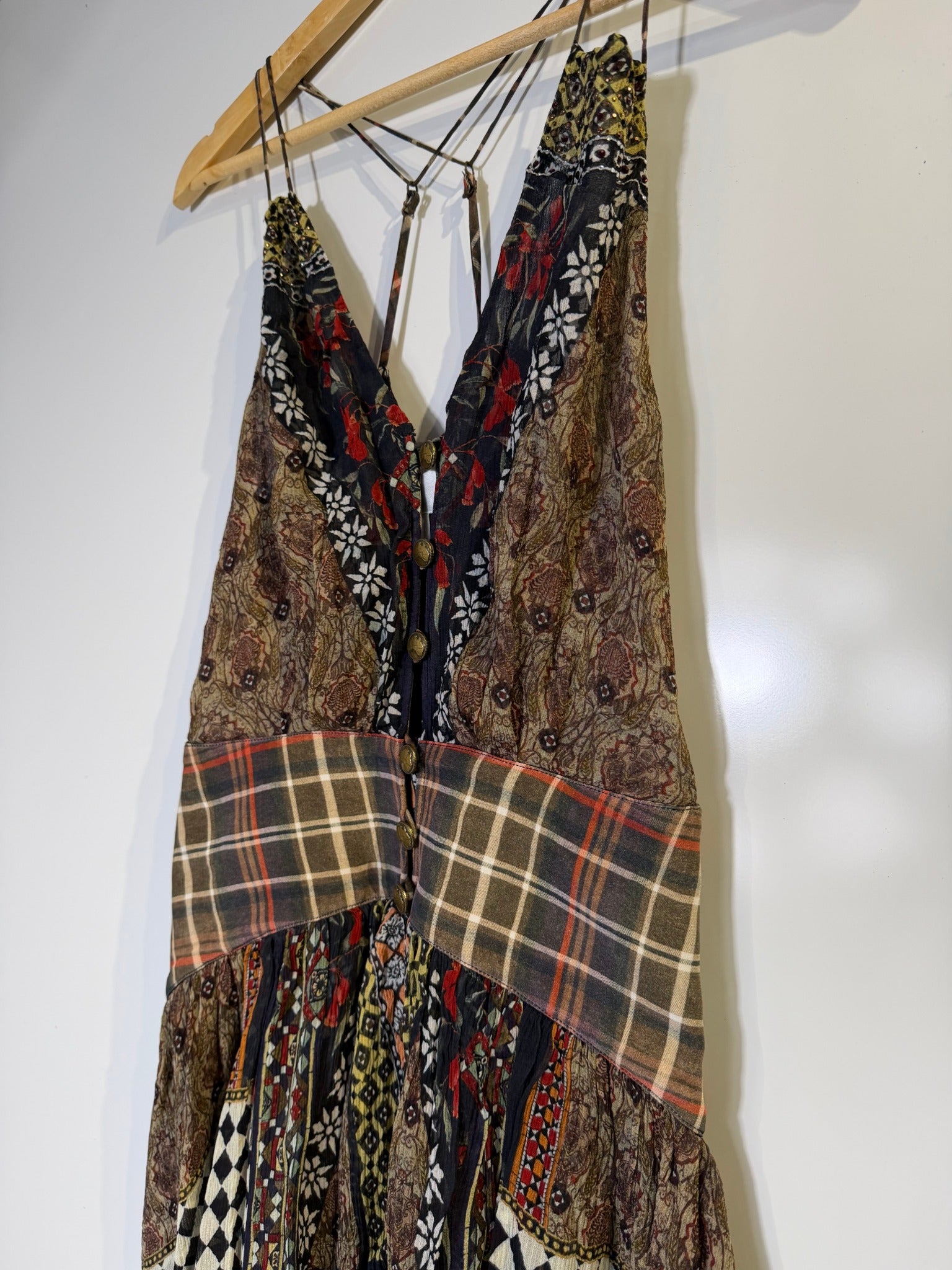 Camilla Silk Patchwork Mini Dress Vibrant Bohemian Print Size XS - Image 6