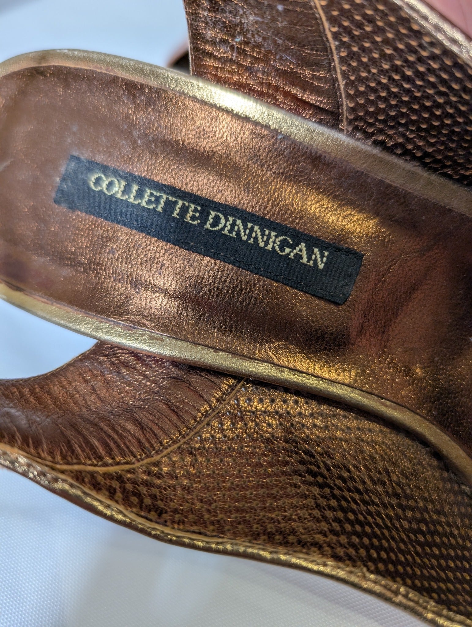 Collette Dinnigan Peep Toe Slingback Heels Gold and Pink EU 41 - Image 2