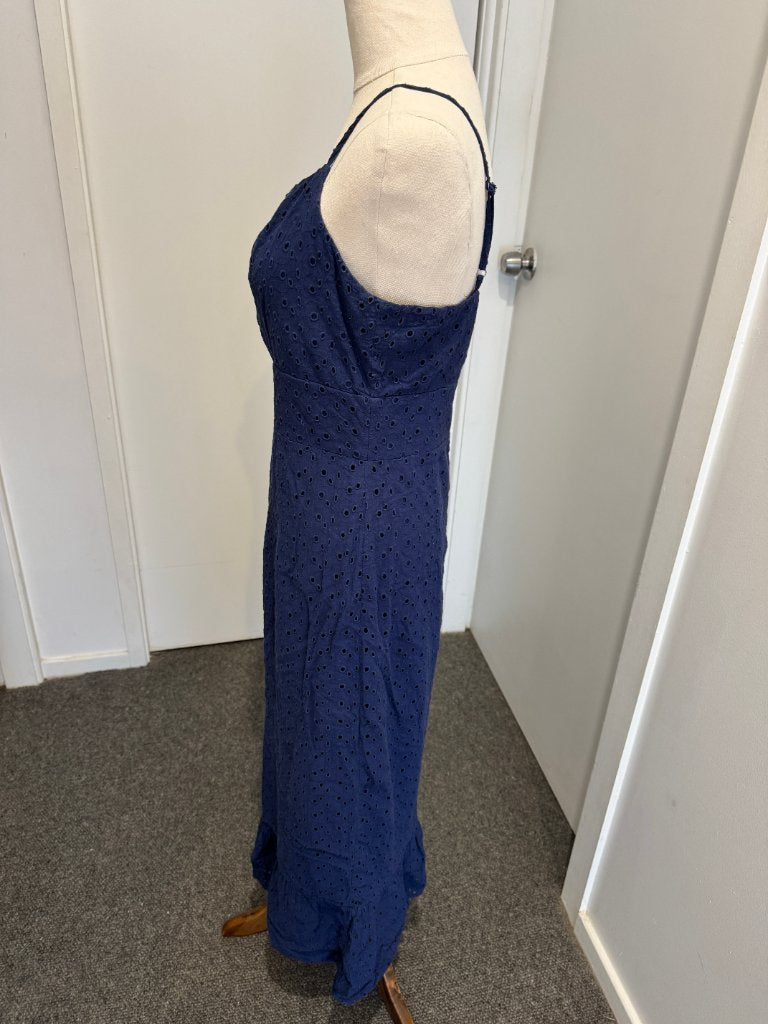 Fashion Union Navy Blue Eyelet Cut-Out Midi Dress - UK 10 - Image 6