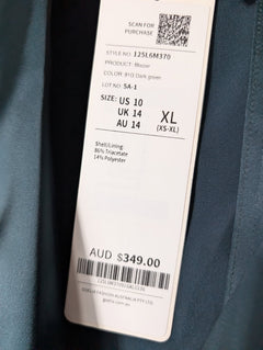 Goelia Satin Blazer Teal Women's Size XL - Image 6