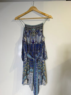 Camilla Silk Embellished Cami Top Blue Floral Playsuit Print Size S - Image 2