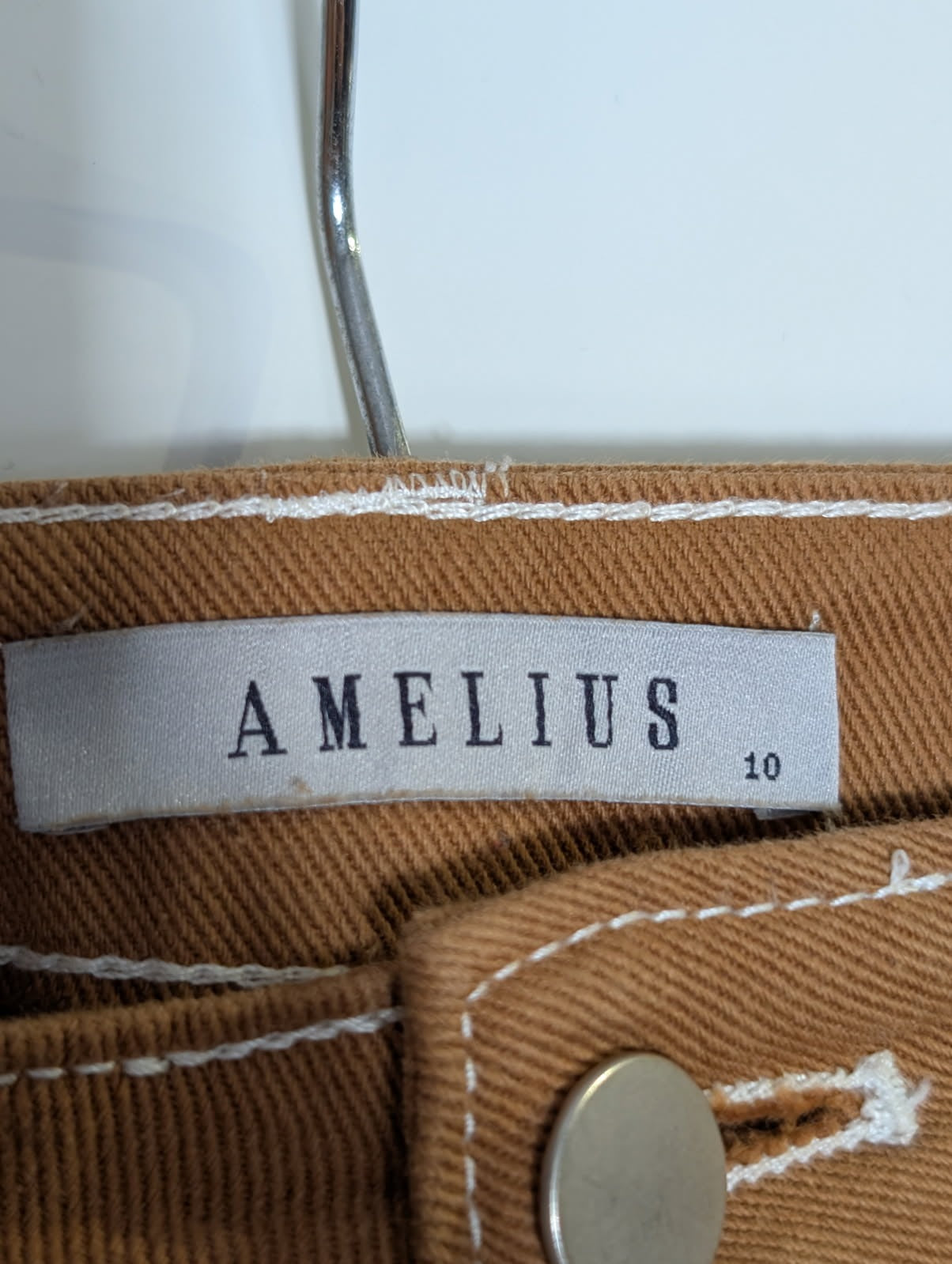 Amelius Brown Canvas Flare Pants - Contrast Stitching Women's Size 10 - Image 6