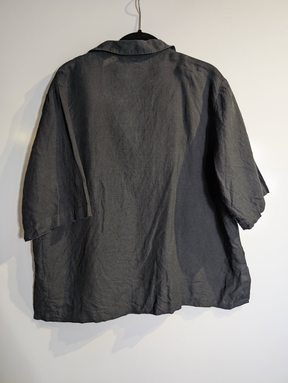 Country Road Organic Linen Short Sleeve Shirt Dark Grey Size 14 - Image 6