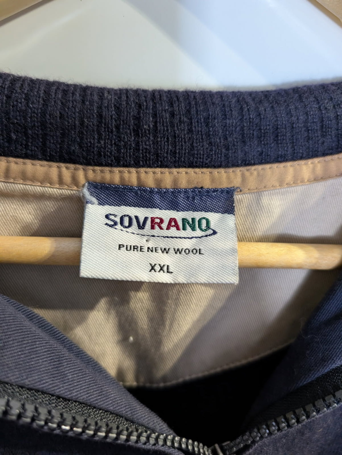 Sovrano Vintage Quarter-Zip Knit Sweater - Pure New Wool with Suede Patches - Image 7