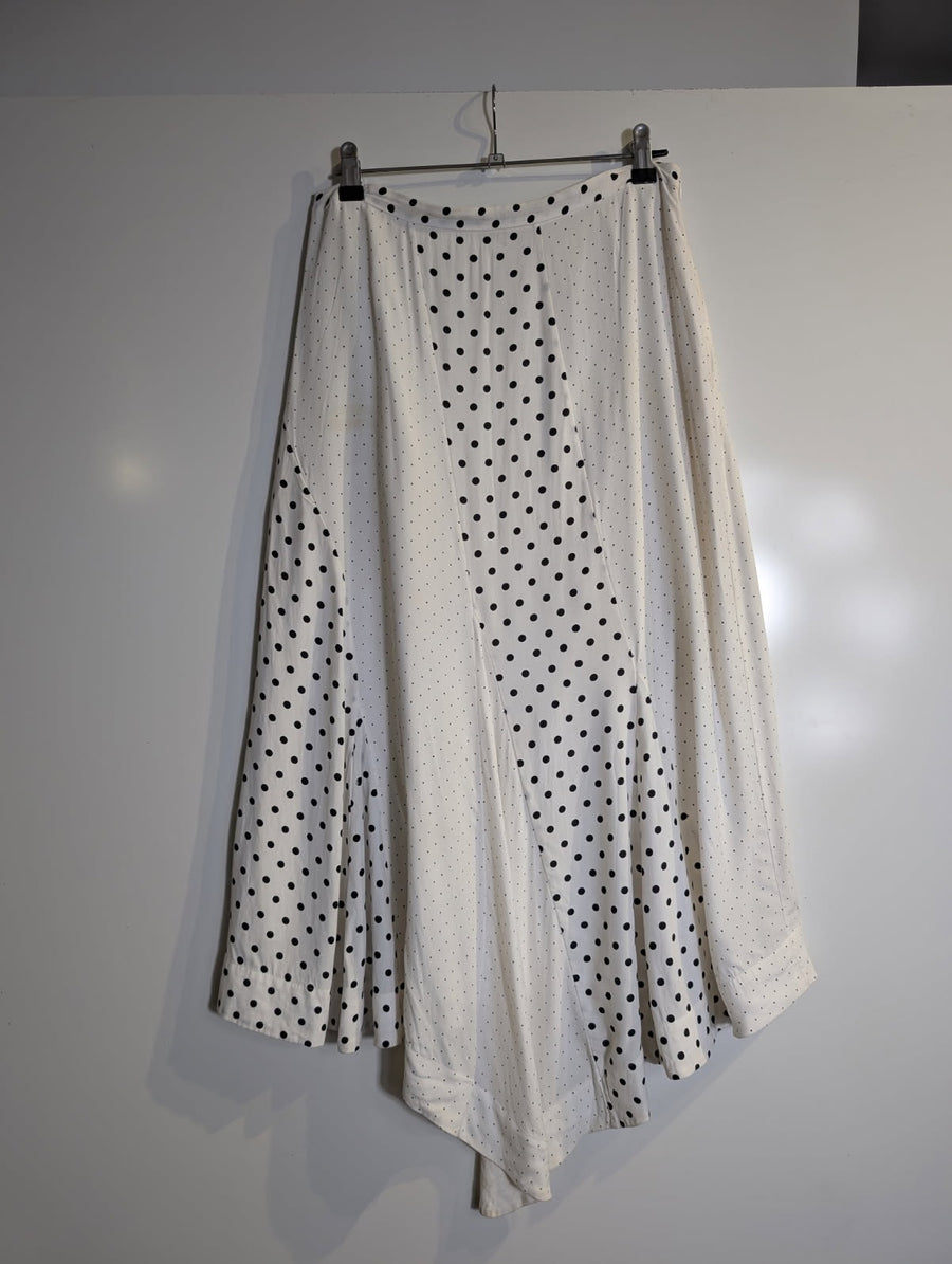 Jigsaw Polka Dot Viscose Midi Skirt Cream & Black UK 10 - Image 2