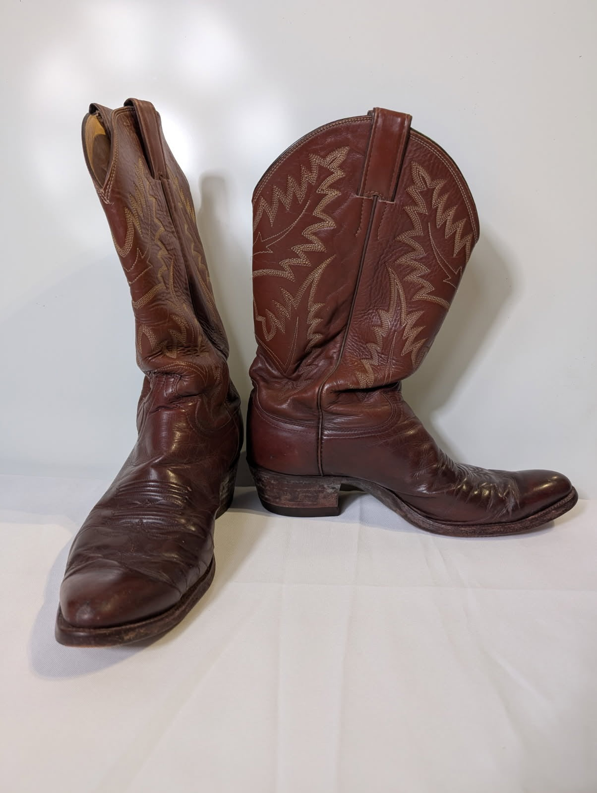 Justin Western Cowboy Boots Men's Brown Leather Classic Style - Image 6