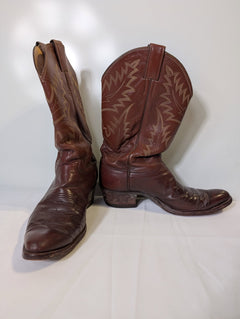 Justin Western Cowboy Boots Men's Brown Leather Classic Style - Image 6