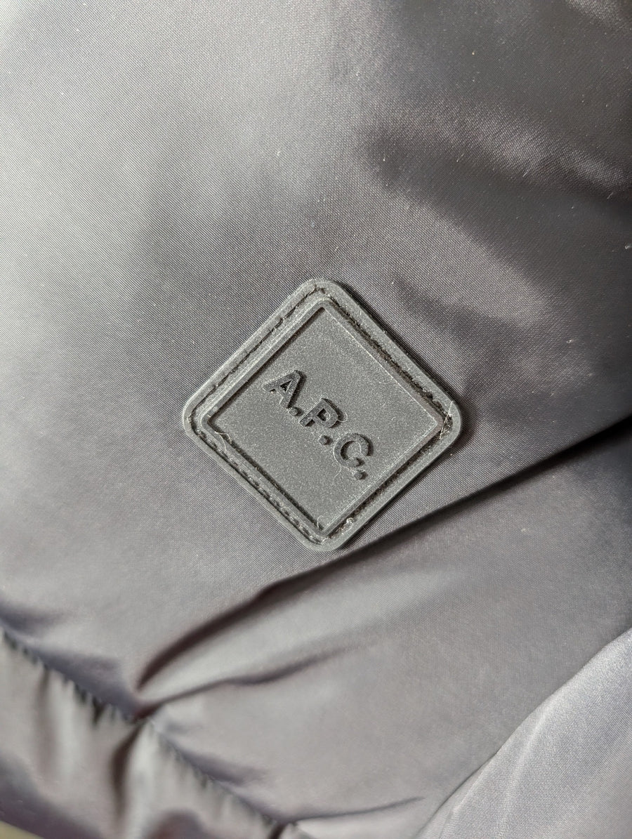 A.P.C. Reversible Puffer Vest with Shearling Collar Beige/Black XL - Image 6