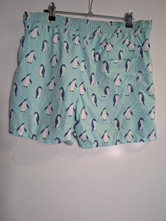 Tom & Teddy Penguin Print Swim Trunks Light Blue Men's Small - Image 6