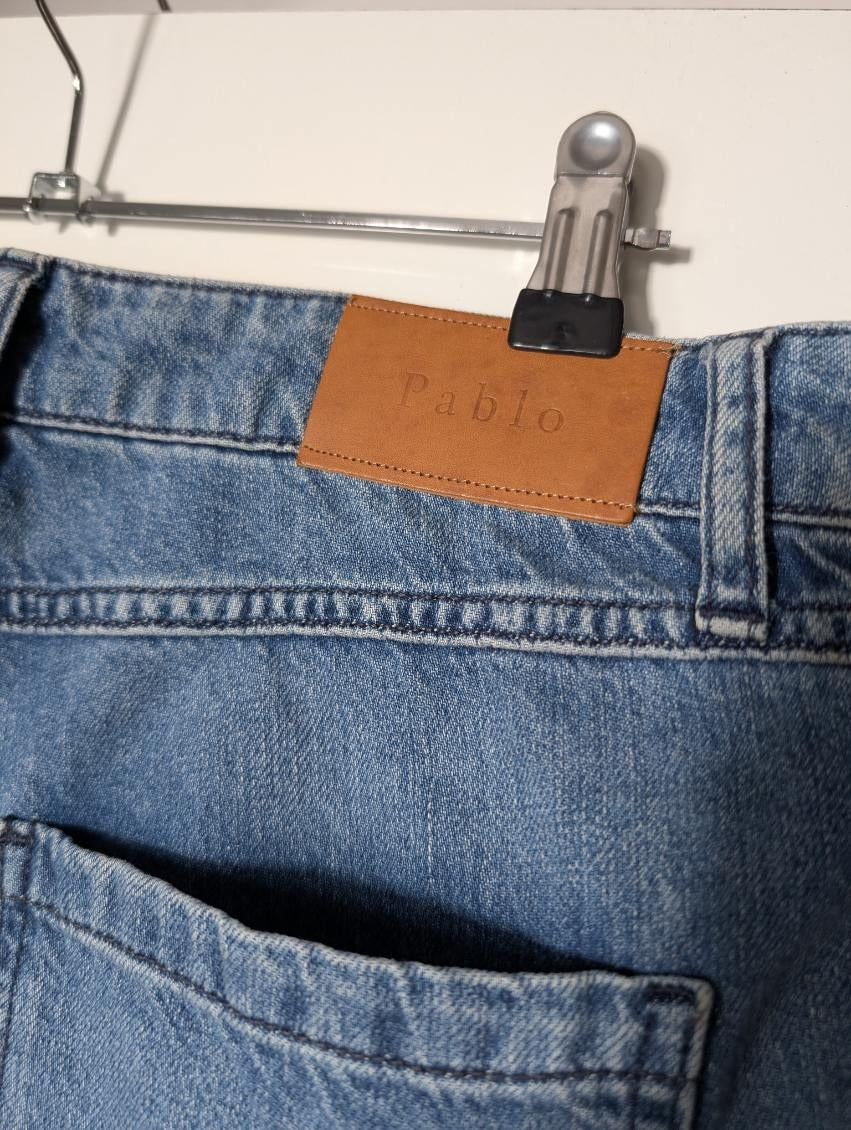 Pablo Women's Patch Pocket Flare Jeans Blue Denim Size 42 - Image 6