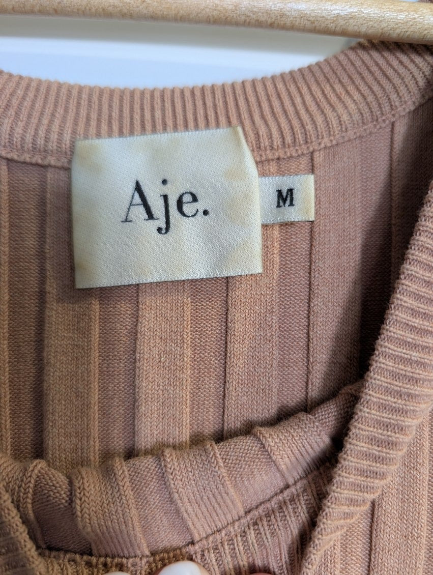 Aje Ribbed Knit Tank Top Tan Size M - Image 6
